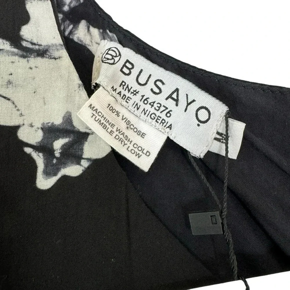 BUSAYO Ropo Splatter Print Tiered Ruffle Maxi Dress Black Size M NWT - Picture 6 of 15